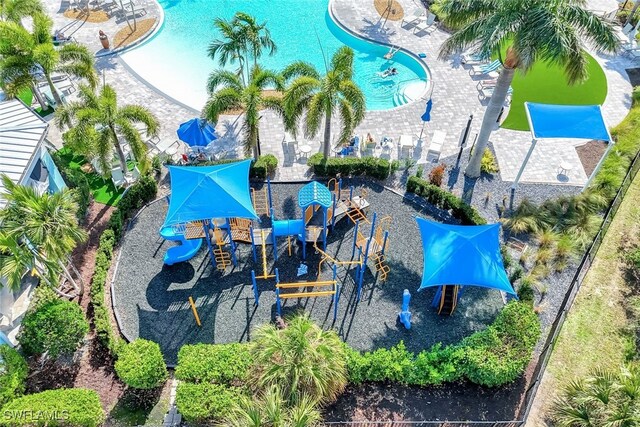 2628 Manzilla Ln, Cape Coral, FL 33909 - drone / aerial view of a pool area and a community park