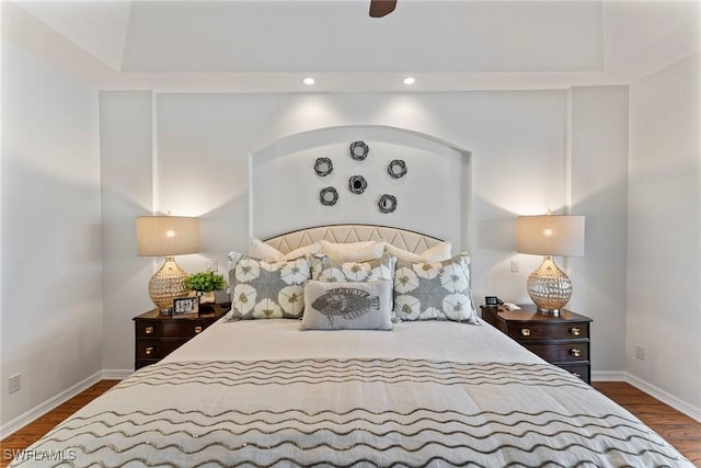 bedroom featuring dark wood-type flooring