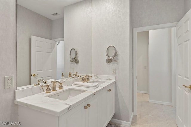 bathroom featuring vanity and tile patterned floors