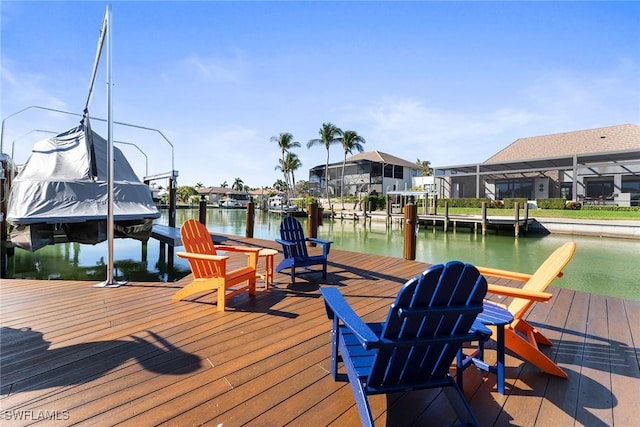 dock area featuring a water view