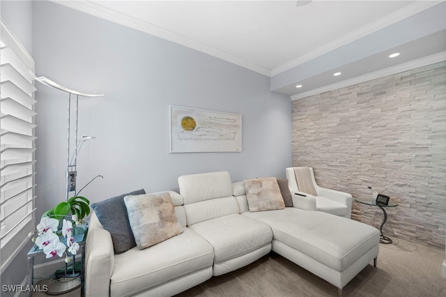 living room featuring ornamental molding