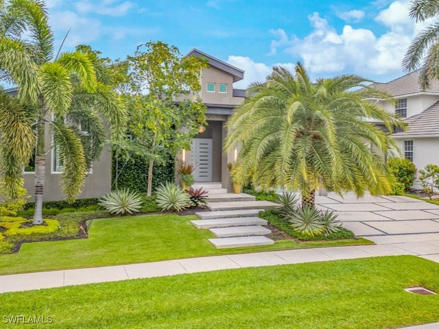 view of front facade with a front lawn