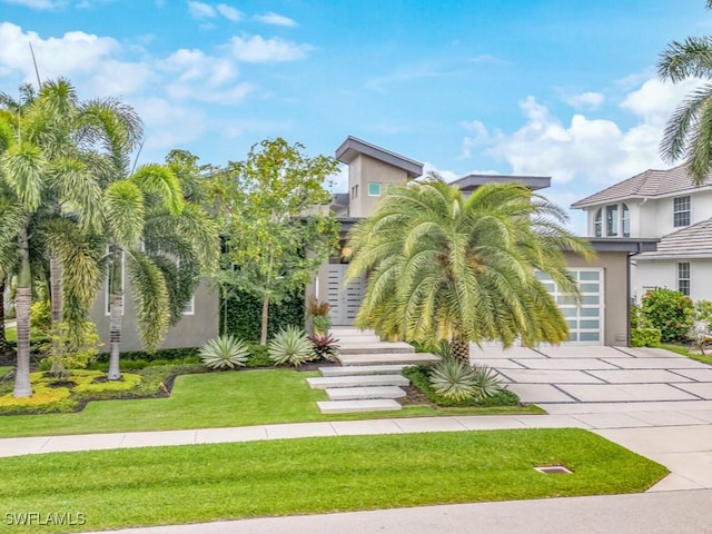 view of front of home with a front lawn