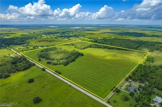 bird's eye view with a rural view