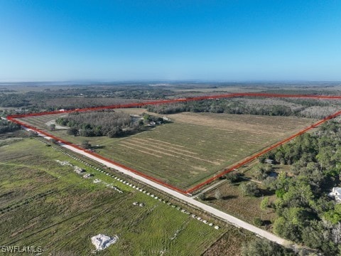 bird's eye view with a rural view