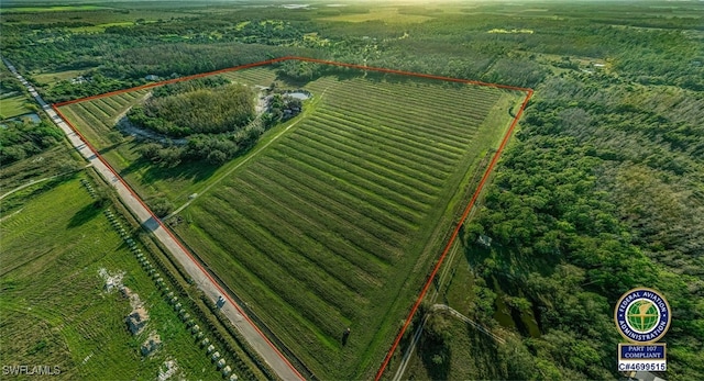 aerial view featuring a rural view