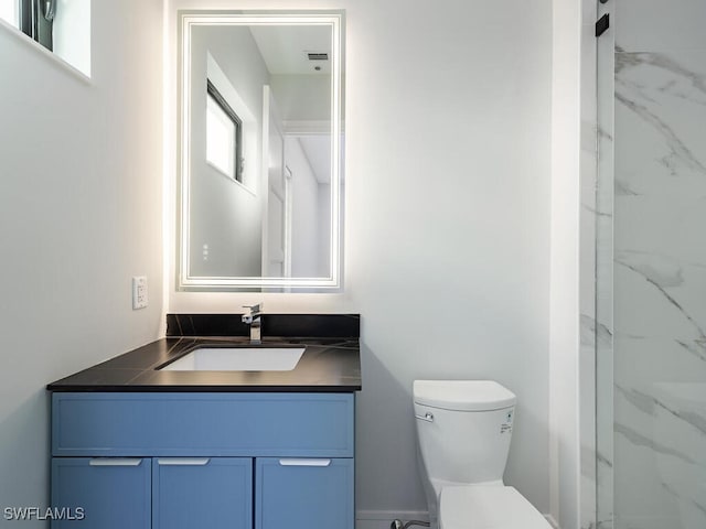 bathroom with toilet and vanity