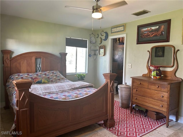 bedroom featuring ceiling fan