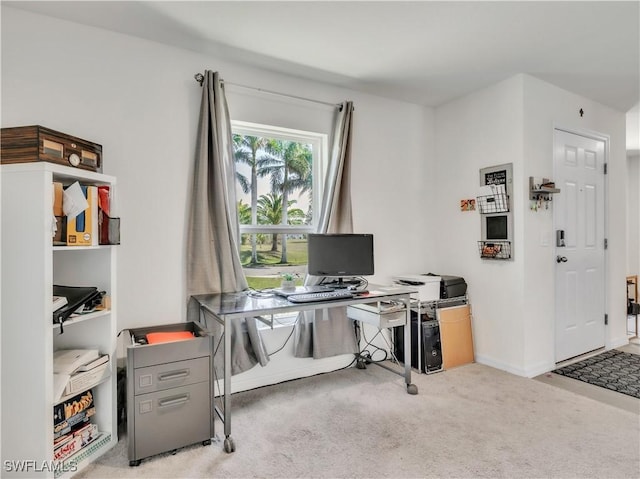 office featuring carpet and baseboards