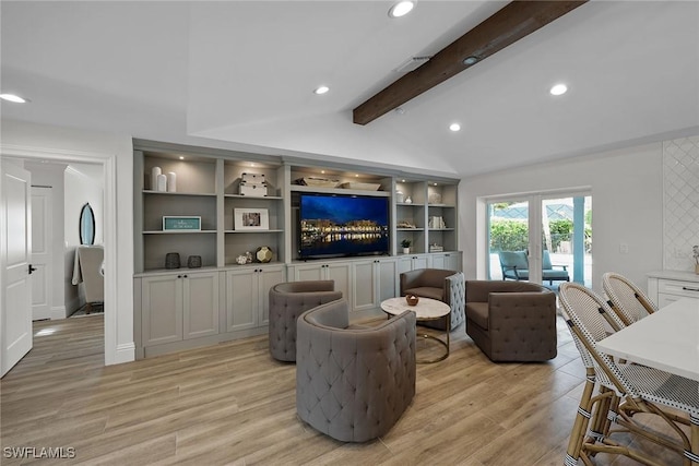 4611 Crayton Rd, Naples, FL 34103 - living area featuring light wood-style flooring, recessed lighting, and built in features