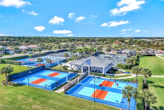 birds eye view of property with a residential view