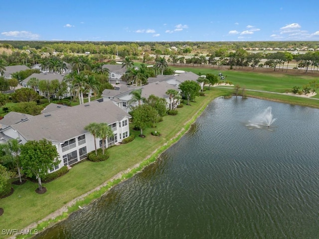 bird's eye view with a water view and a residential view