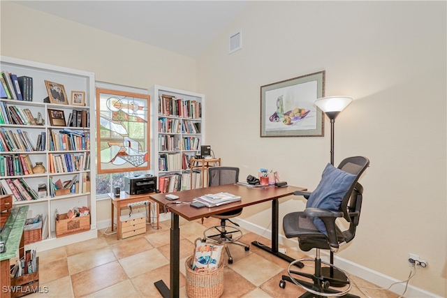 view of tiled office space