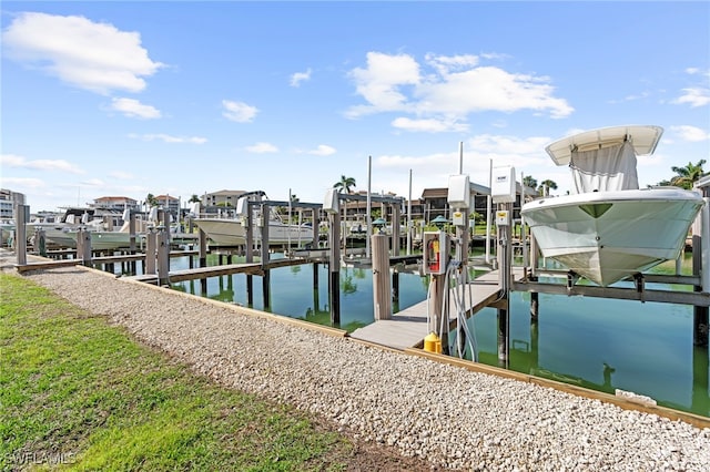 view of dock featuring a water view