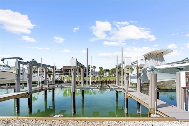 view of dock featuring a water view