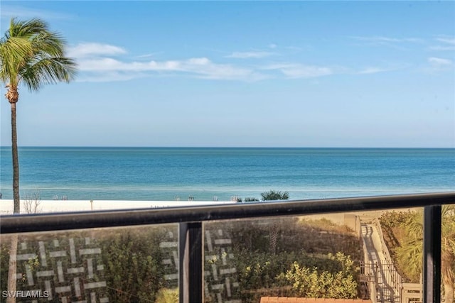 view of water feature with a view of the beach