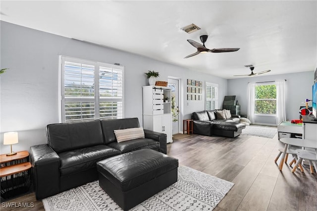 5060 Melaluca Dr, Fort Myers, FL 33905 - living room with ceiling fan and wood finished floors