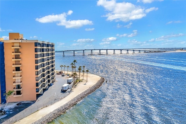 property view of water featuring a view of the beach