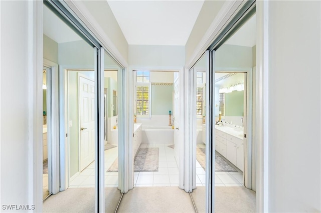 interior space featuring light tile patterned floors