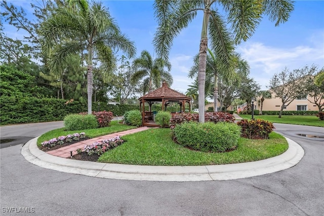 surrounding community featuring a yard and a gazebo