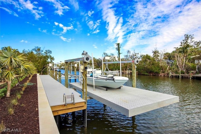 view of dock featuring a water view