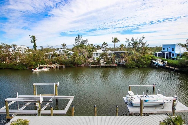 dock area featuring a water view