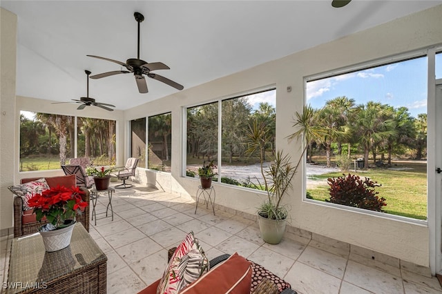 sunroom / solarium with vaulted ceiling