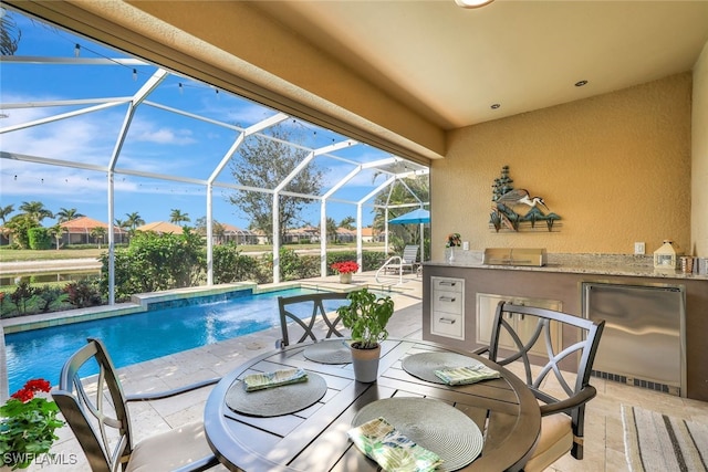 14558 Manchester Dr, Naples, FL 34114 - view of swimming pool with a patio, a lanai, and area for grilling