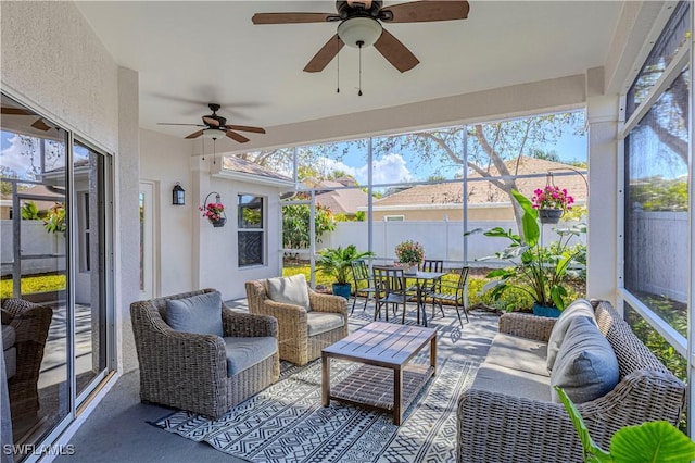 sunroom with plenty of natural light