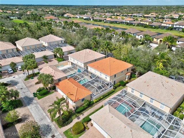 drone / aerial view with a residential view