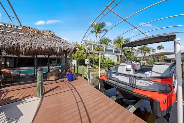 dock area featuring boat lift