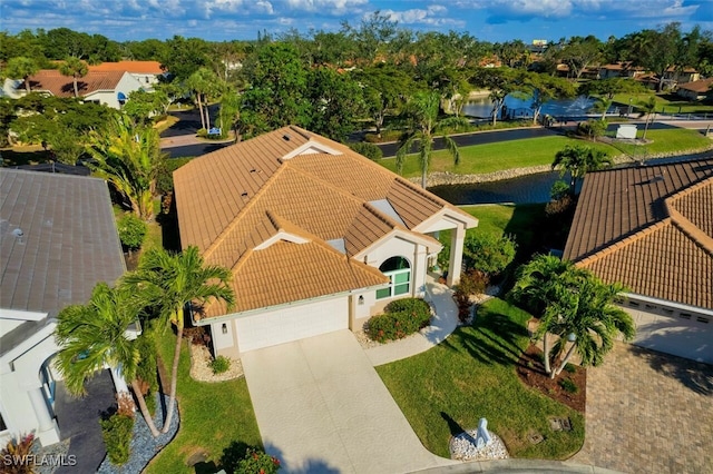 drone / aerial view with a residential view