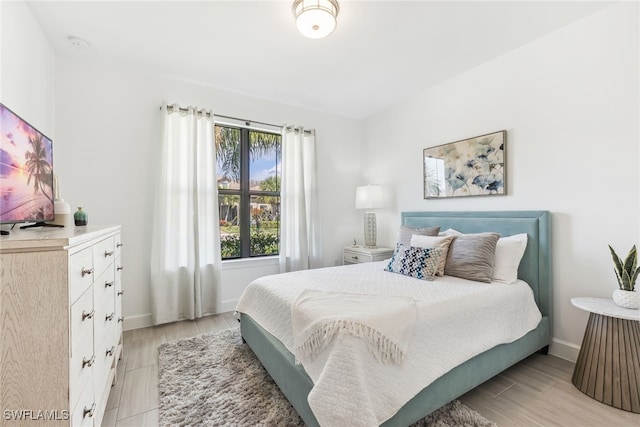 bedroom featuring light hardwood / wood-style floors