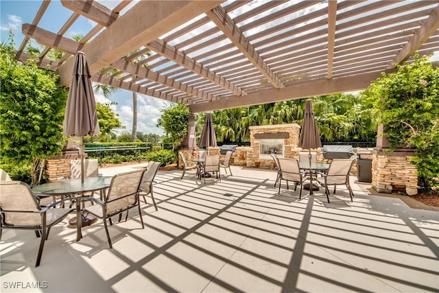 view of patio / terrace featuring a pergola