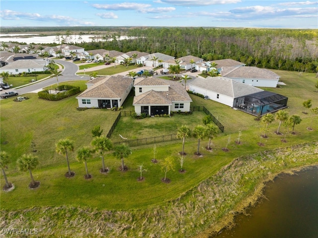 bird's eye view featuring a water view