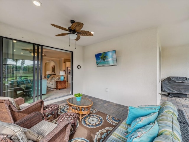 17183 Ashford Ter, Fort Myers, FL 33967 - living room featuring ceiling fan