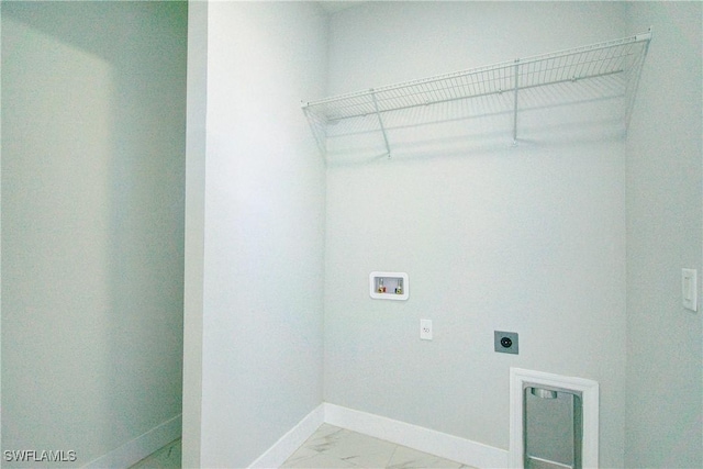 laundry area featuring hookup for an electric dryer and hookup for a washing machine