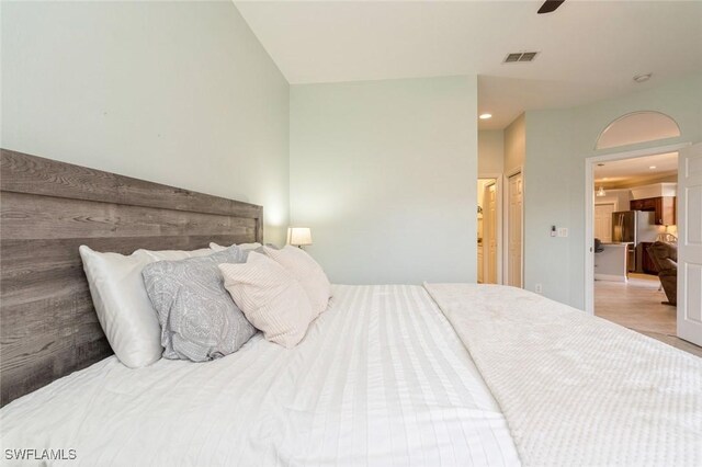 2291 Granby Dr, Lehigh Acres, FL 33973 - bedroom with a ceiling fan, visible vents, and recessed lighting