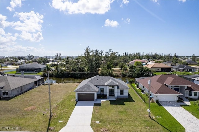 bird's eye view featuring a water view