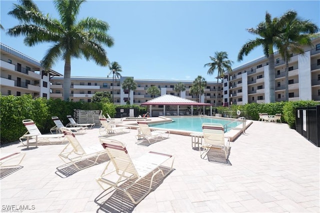 view of pool featuring a patio