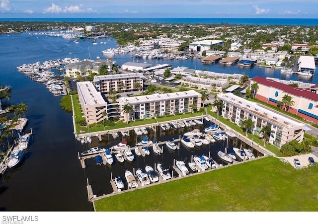 bird's eye view featuring a water view