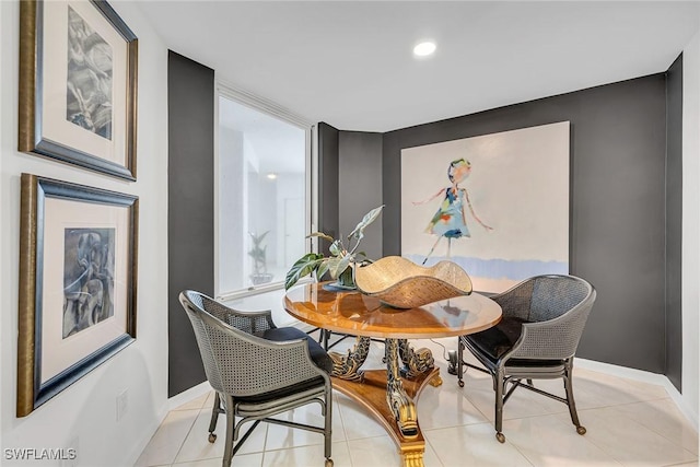 dining room with light tile patterned floors