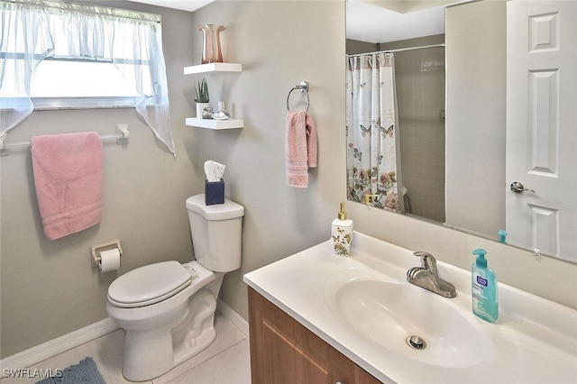 4 Park Lane Cir, Lehigh Acres, FL 33936 - full bath featuring vanity, curtained shower, and tile patterned floors