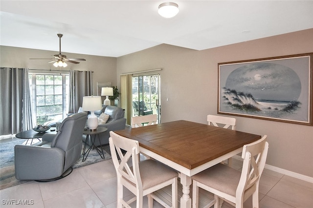 4 Park Lane Cir, Lehigh Acres, FL 33936 - dining space with light tile patterned floors, plenty of natural light, and ceiling fan