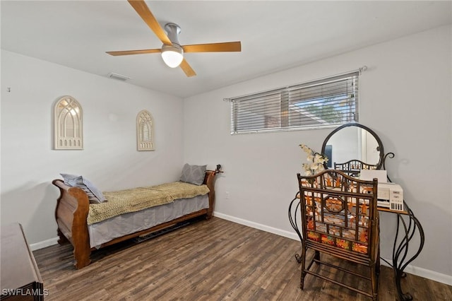 4071 E River Dr, Fort Myers, FL 33916 - bedroom with ceiling fan and dark wood-type flooring