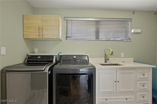 4071 E River Dr, Fort Myers, FL 33916 - laundry room with cabinets, washer and clothes dryer, and sink