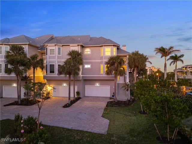 view of front of house with a garage