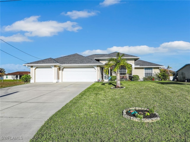 view of front of house featuring a garage and a front yard