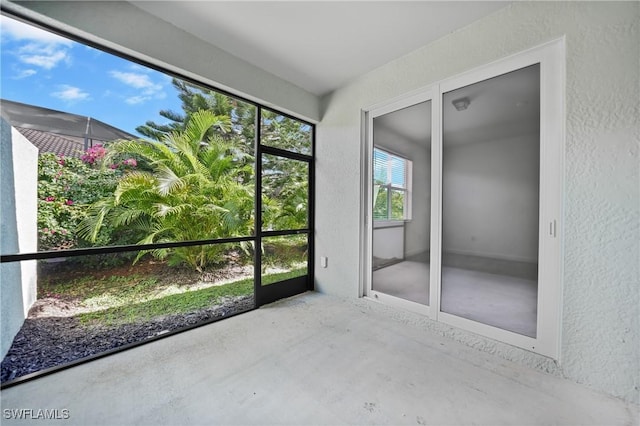 view of unfurnished sunroom