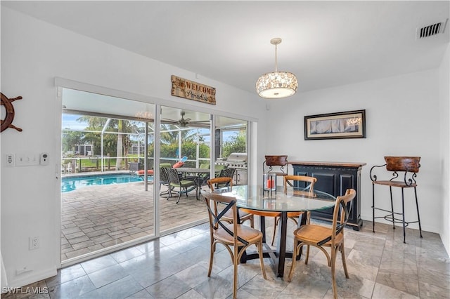 dining space featuring visible vents